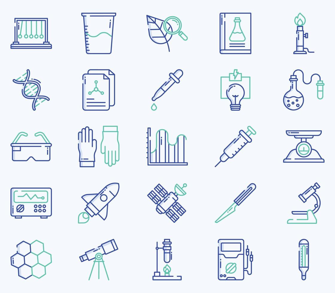 Science and technology icon set vector