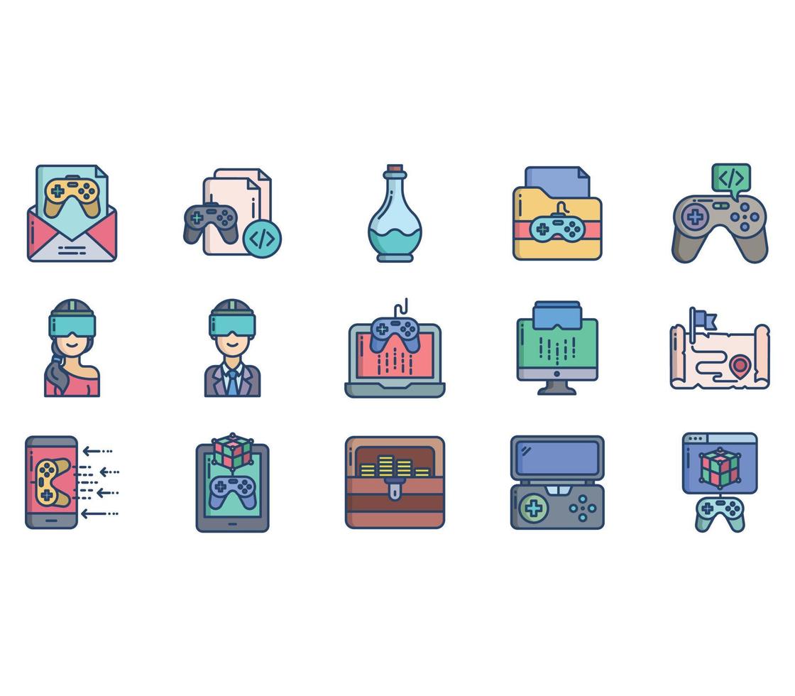 Game development and gaming entertainment icon set vector