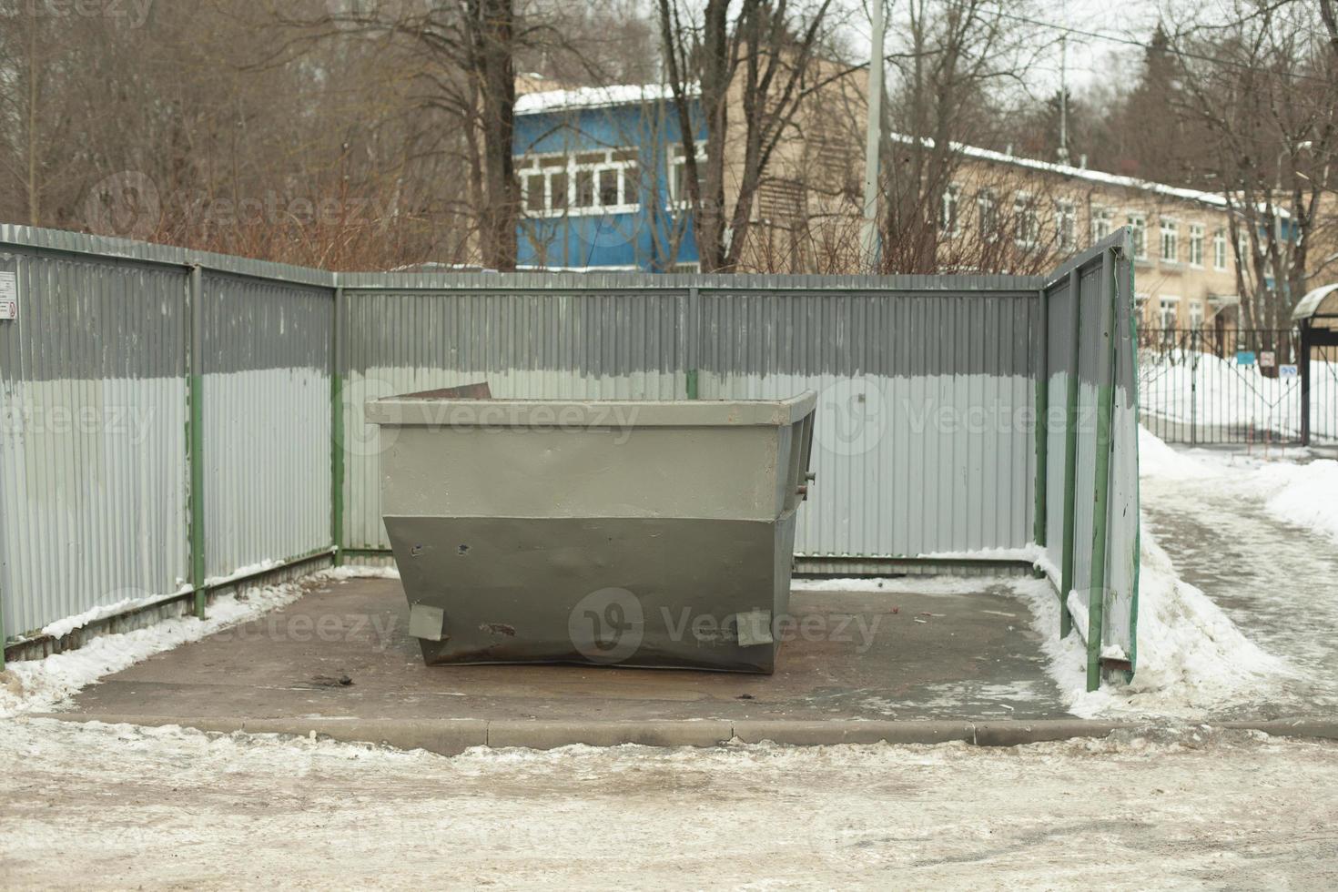 Garbage container. Garbage on street. Waste collection point. photo