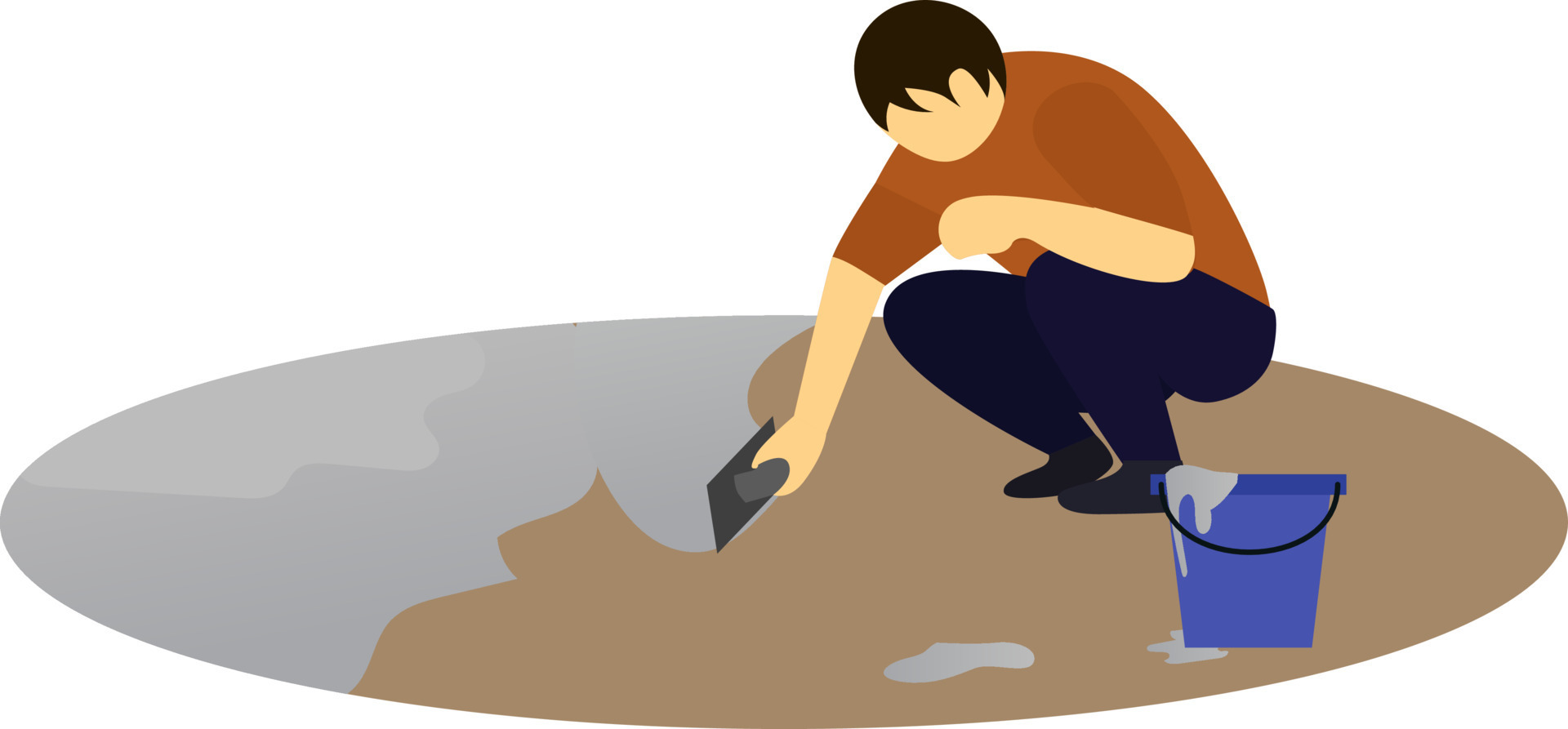 concrete finisher worker vector illustration, workers flattering and