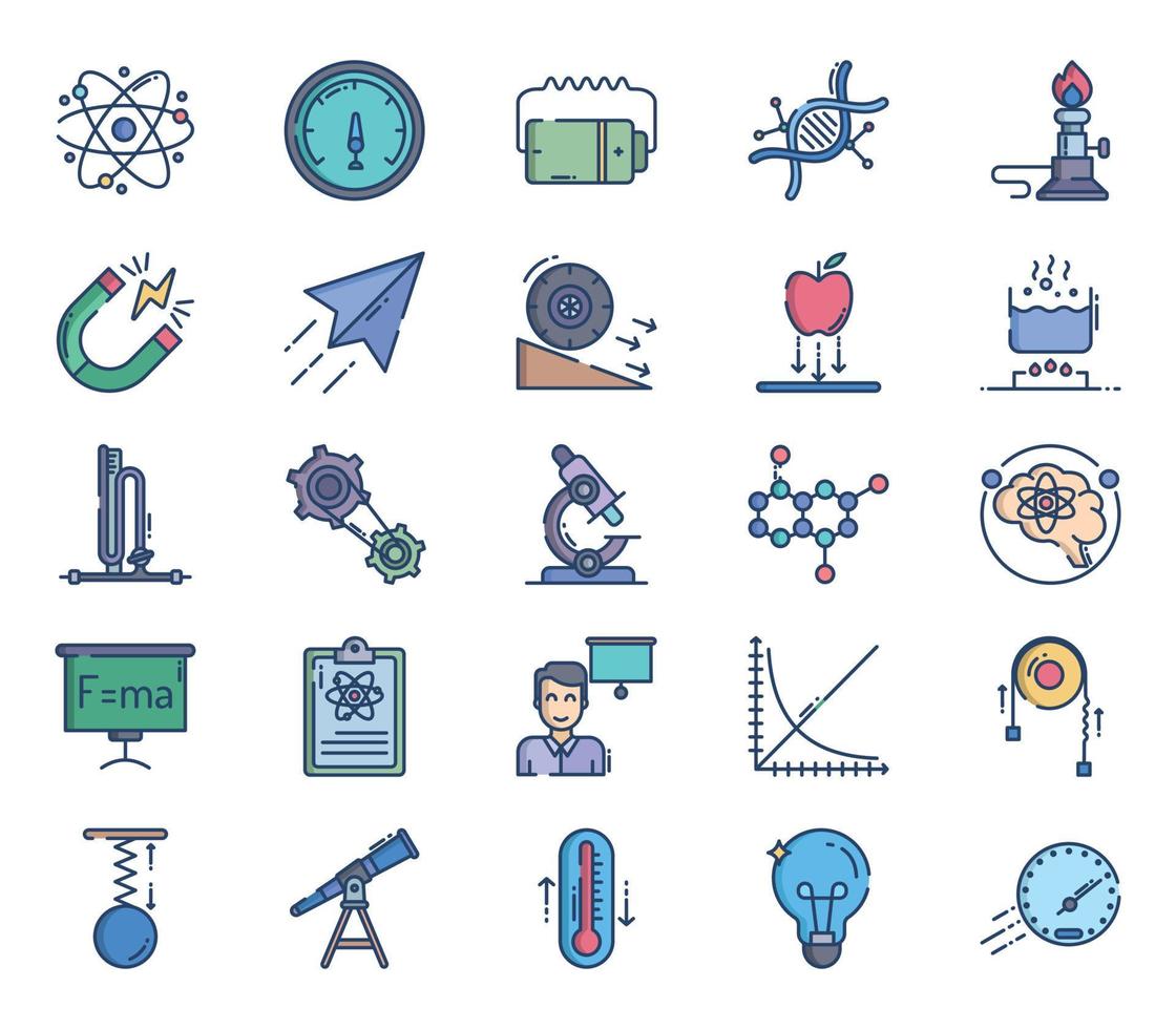 science and physics icon set vector