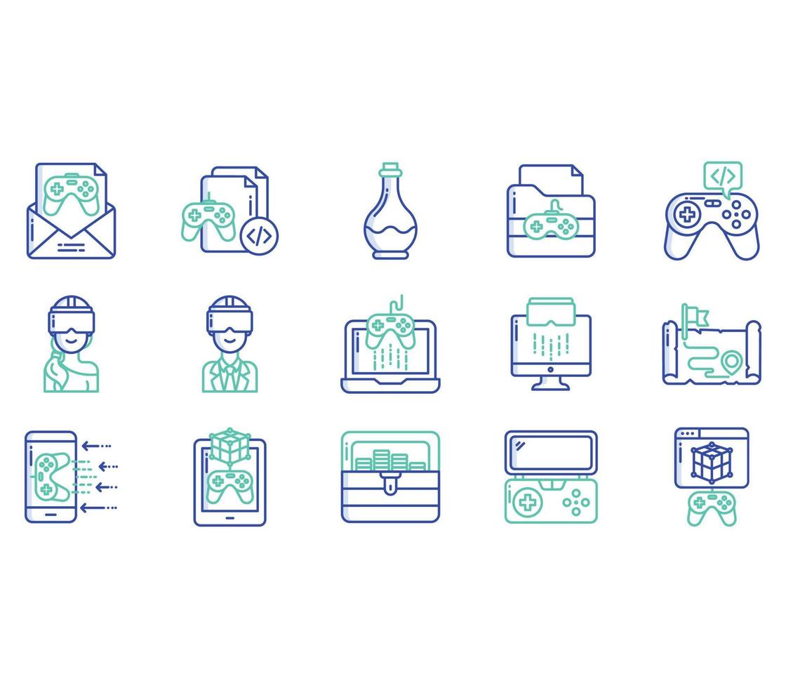 Game development and gaming entertainment icon set vector