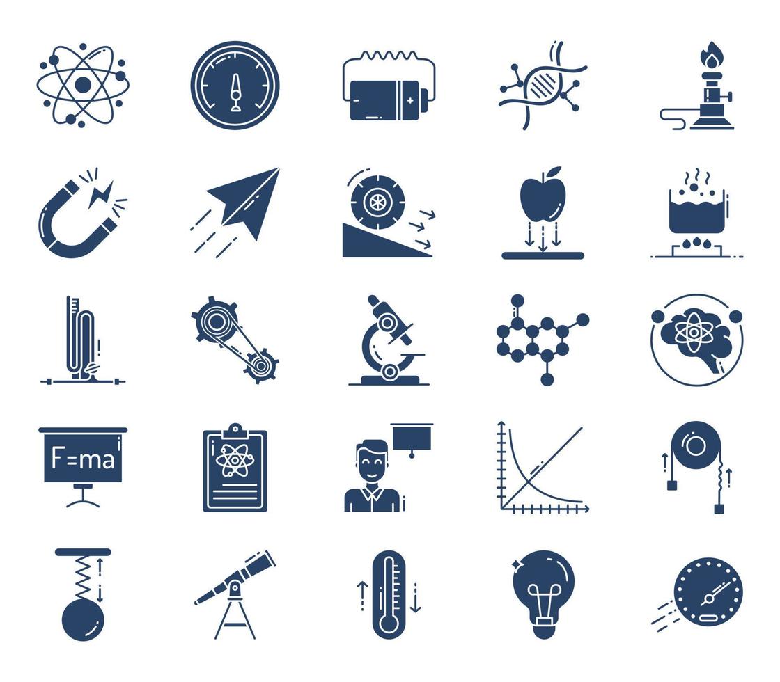 science and physics icon set vector