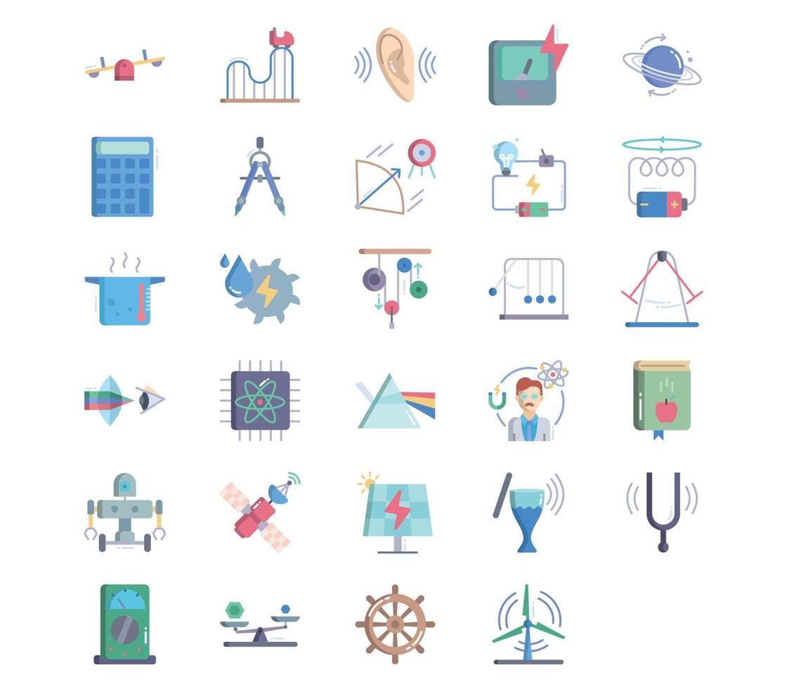 science and physics icon set vector