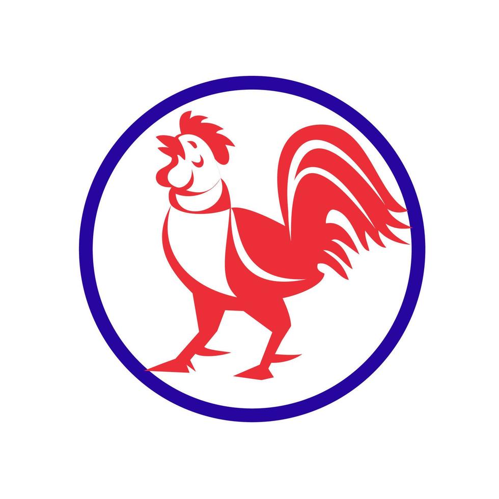 Chicken Rooster Crowing Circle Retro vector