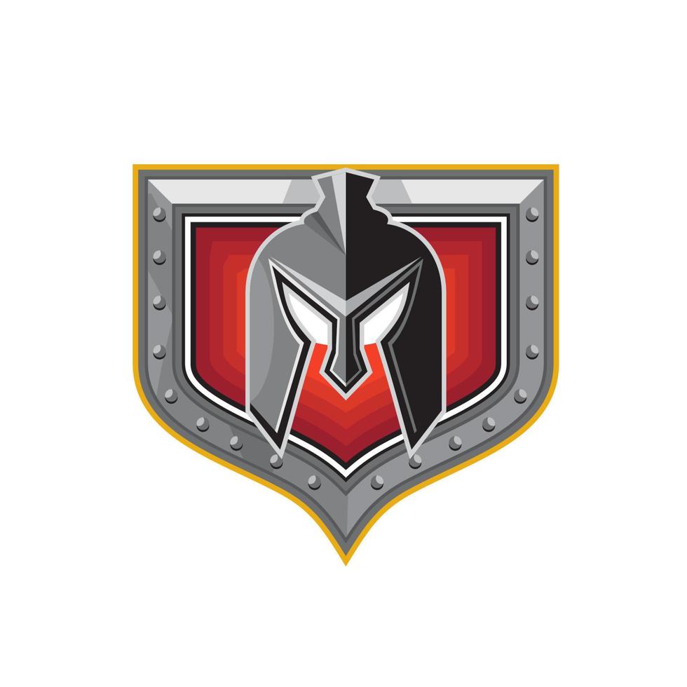 Spartan Helmet Shield Retro vector