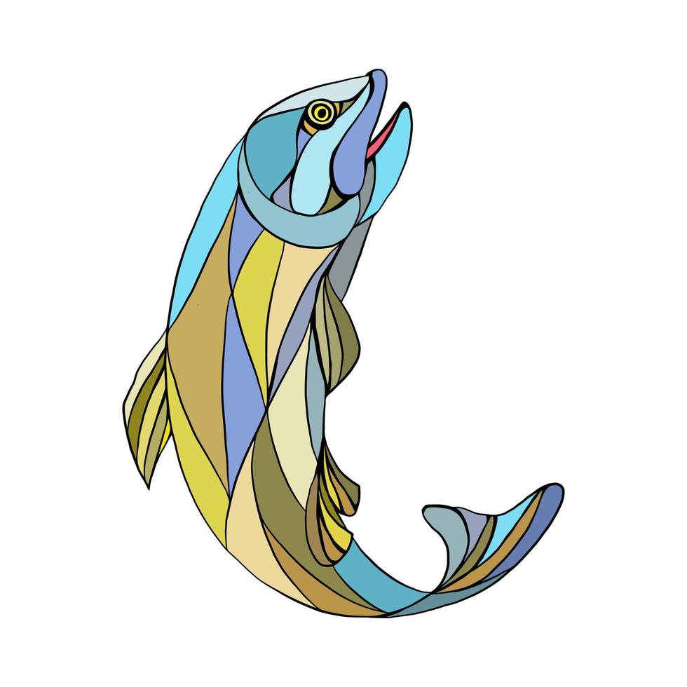 Trout Jumping Up Mosaic vector