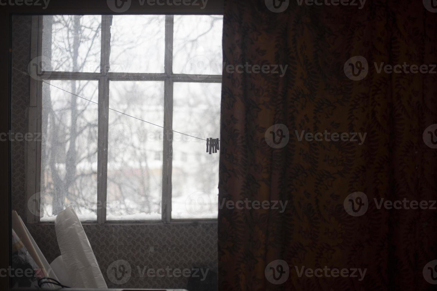 Window in room. Details of interior of apartment. photo