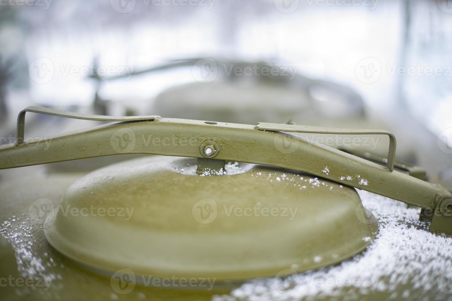 cocina de campaña militar. detalles del tanque de alimentos. foto