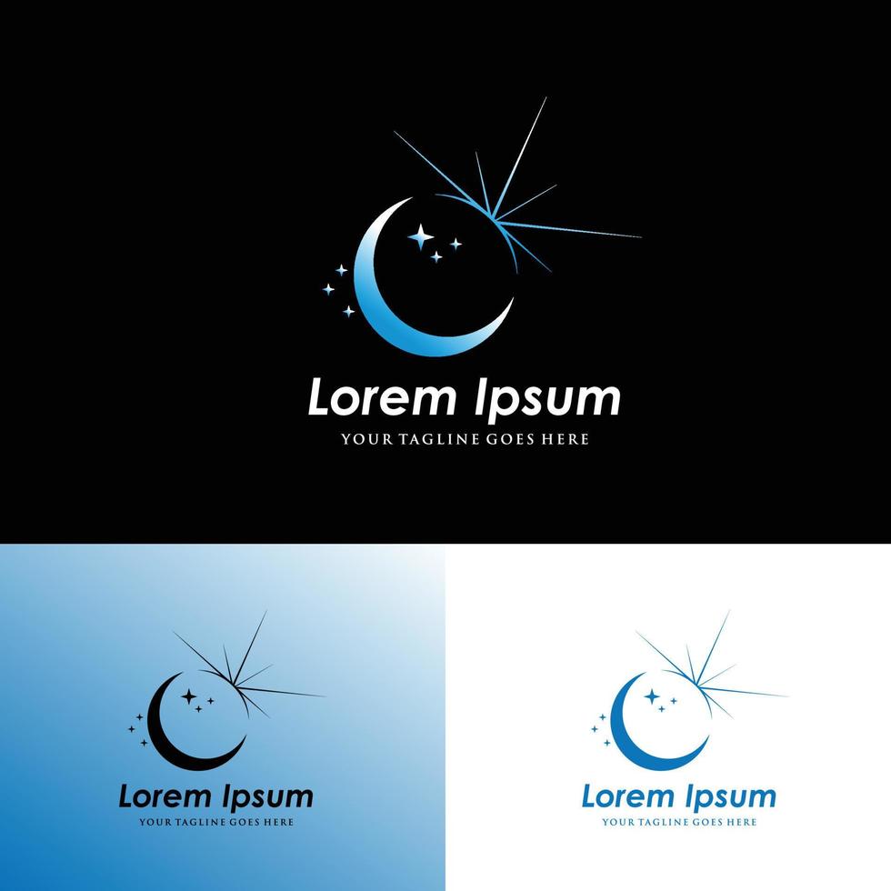 logotipo vectorial con mes y estrellas. emblema para joyería y astrología. logotipo delicado, elegante y hermoso. emblema isotérico. vector