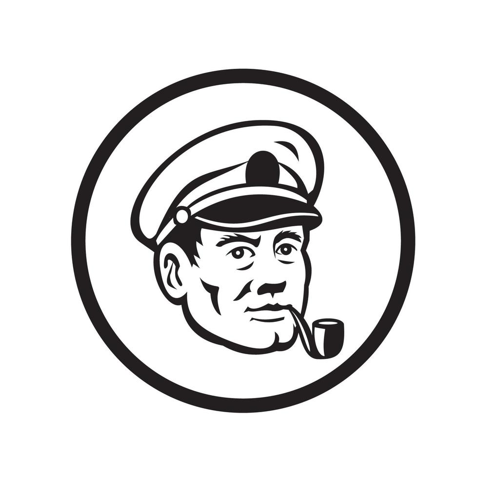 Sea Captain Smoke Pipe Circle Retro vector