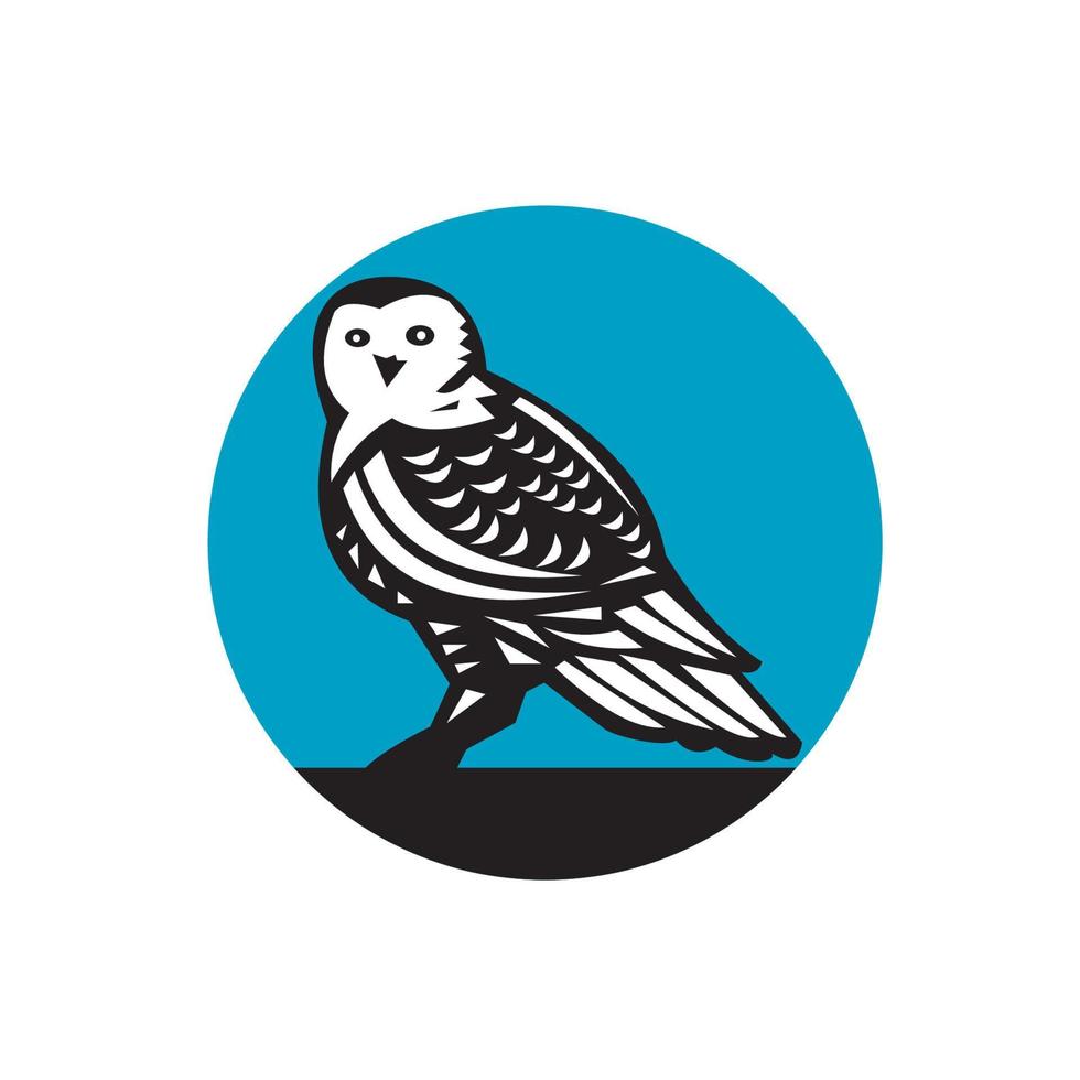 Snowy Owl Circle Retro vector