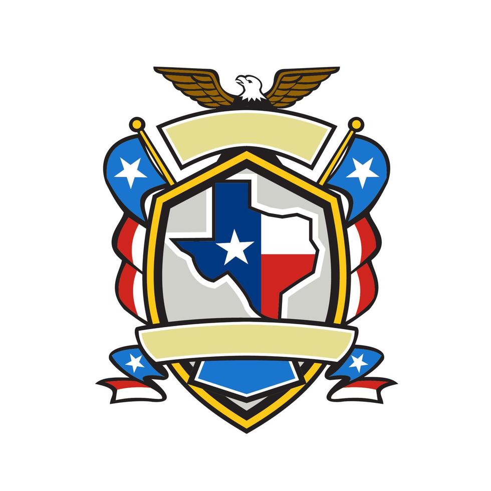 Texas State Map Flag Coat of Arms Retro vector