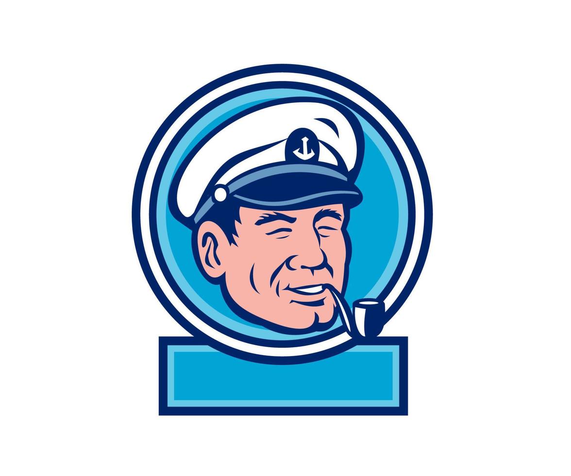 Sea Captain Smoking Pipe Circle Retro vector