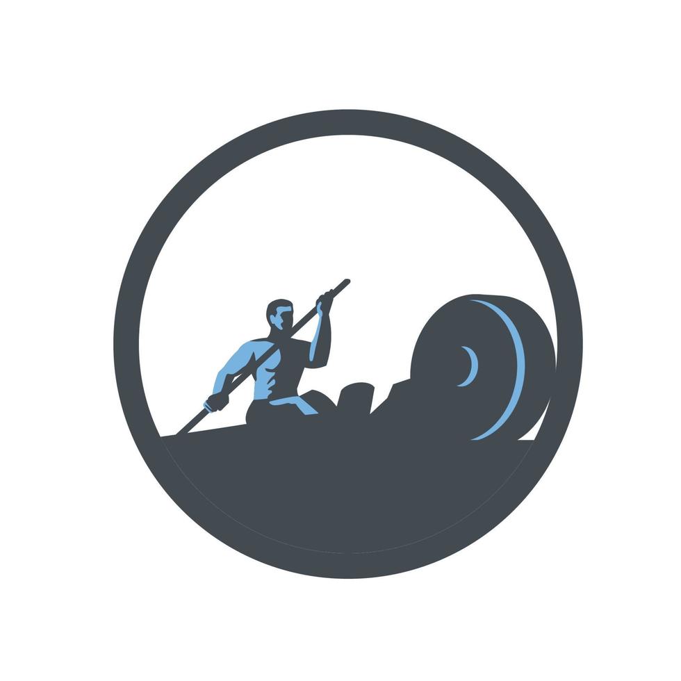 Rower Rowing Paddling Rowing Machine Circle Retro vector