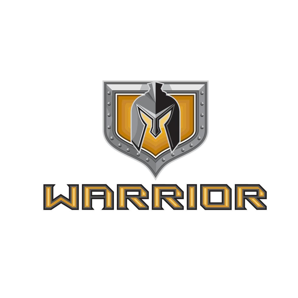 Spartan Warrior Helmet Shield Retro vector