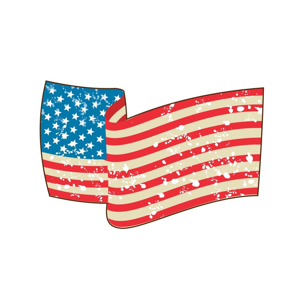 USA Flag Stars and Stripes Grunge Wavy Retro vector