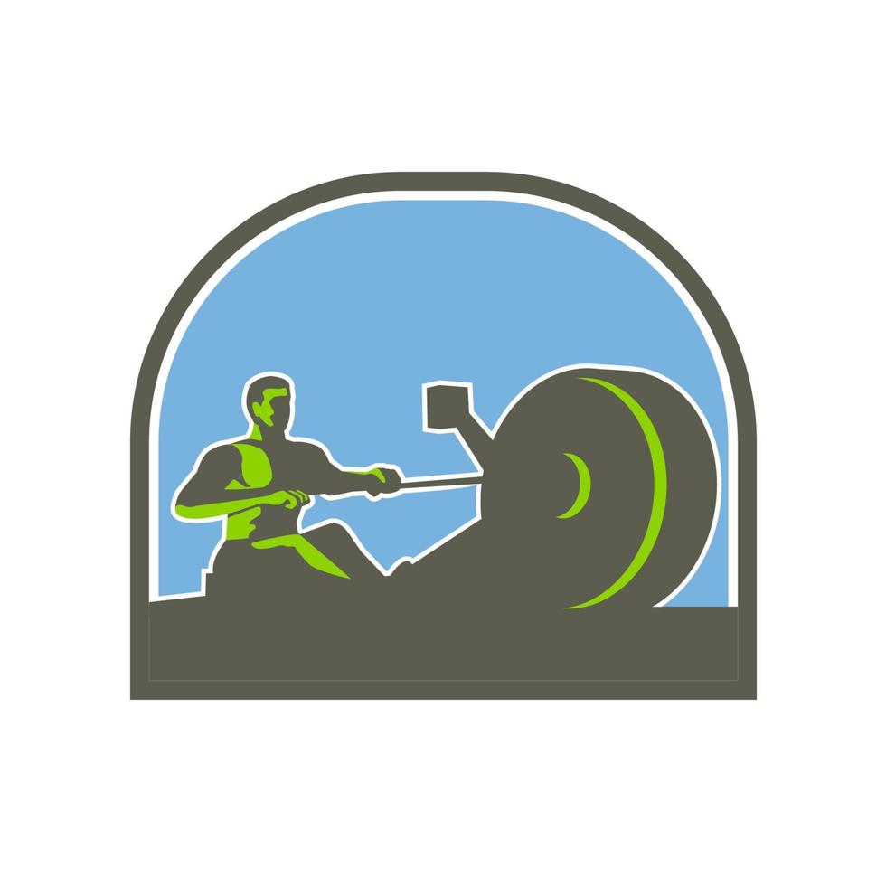 Rower Rowing Machine Half Circle Retro vector