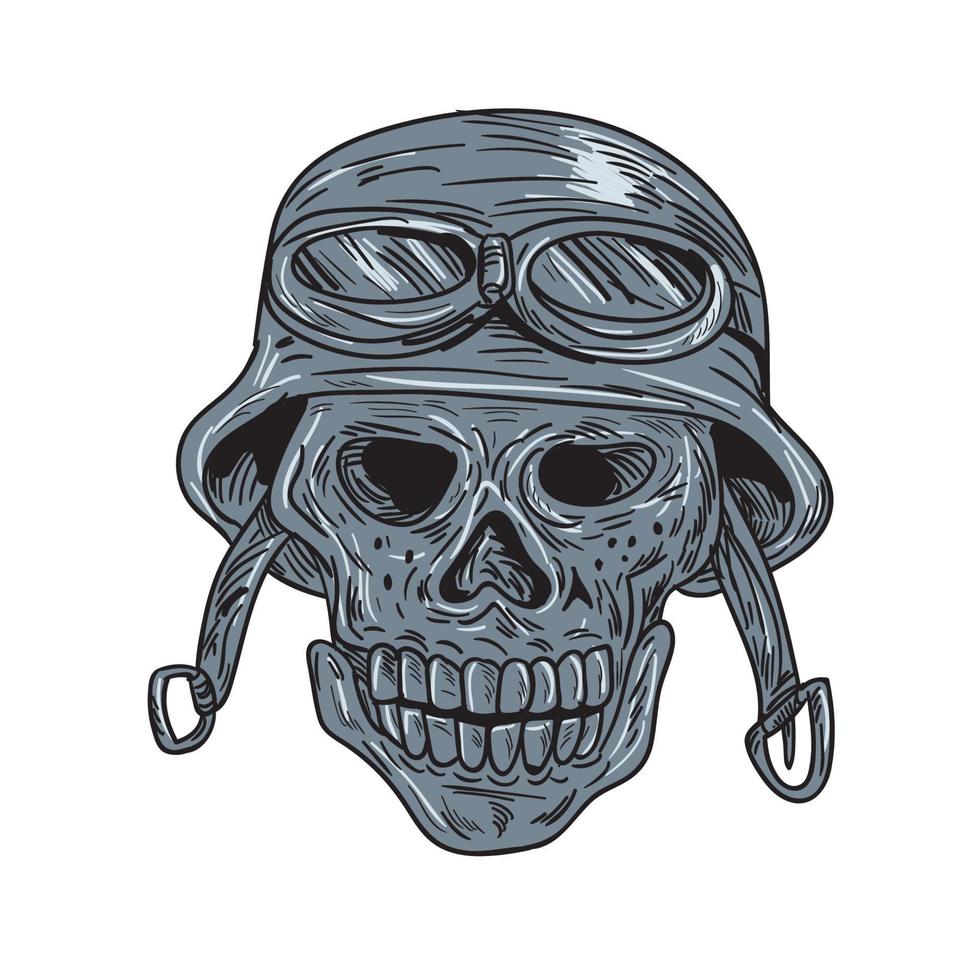 Skull Biker Helmet Drawing vector