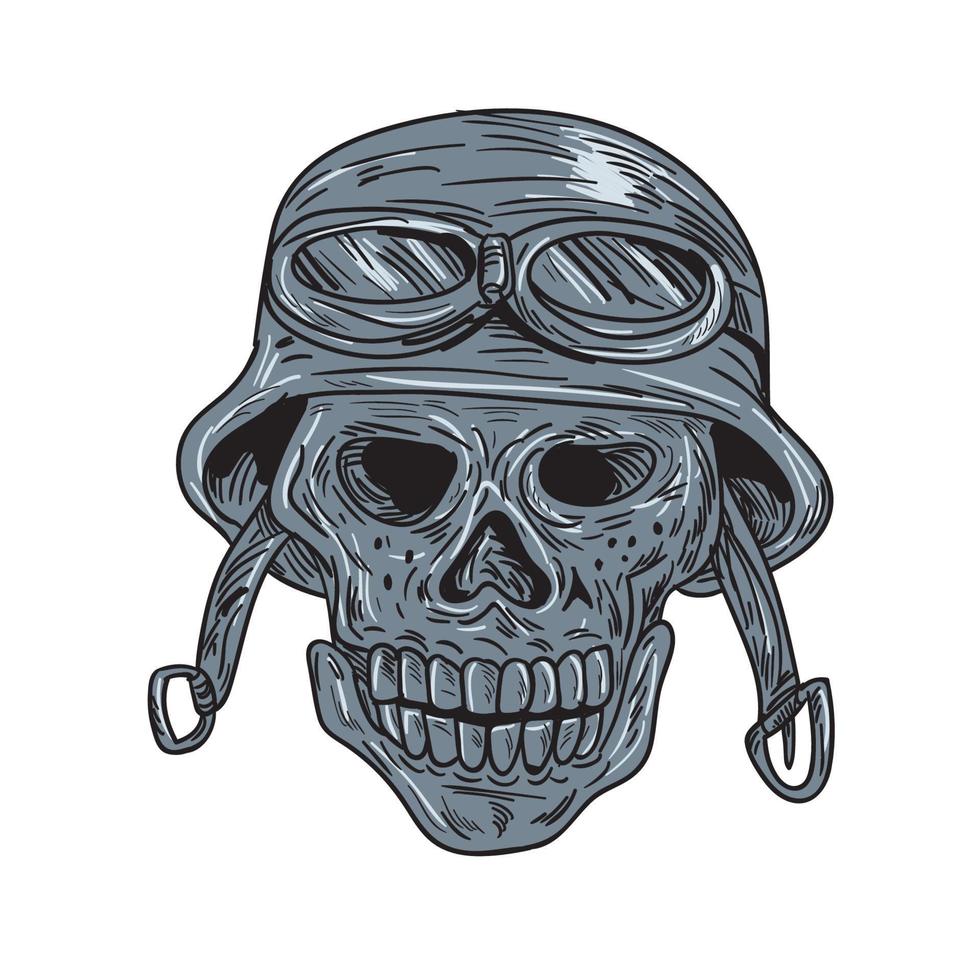 dibujo de casco de motorista de calavera vector