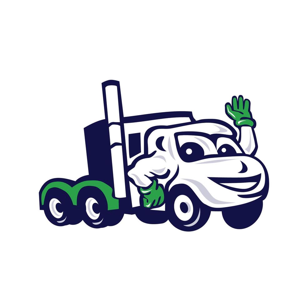 Semi Truck Rig Waving Cartoon vector