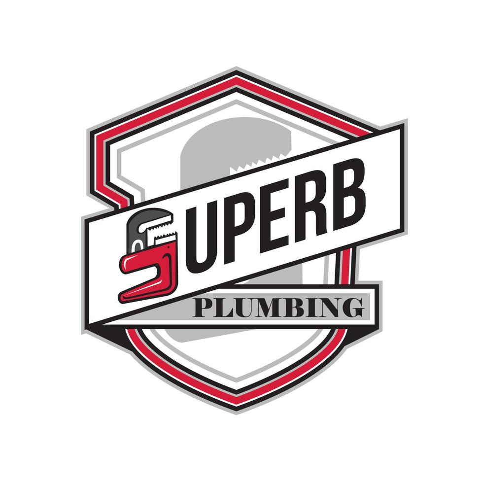 Superb Plumbing Shield Retro vector