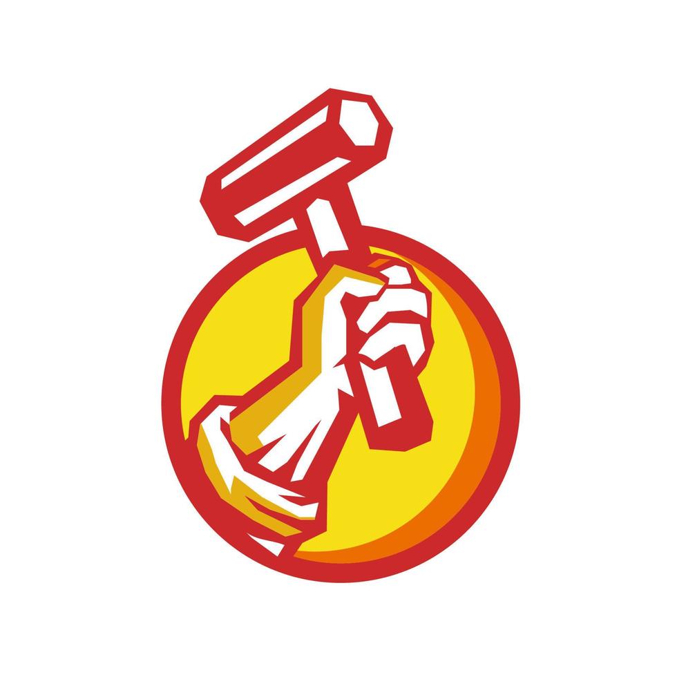 Union Worker Hand Holding Hammer Circle Retro vector