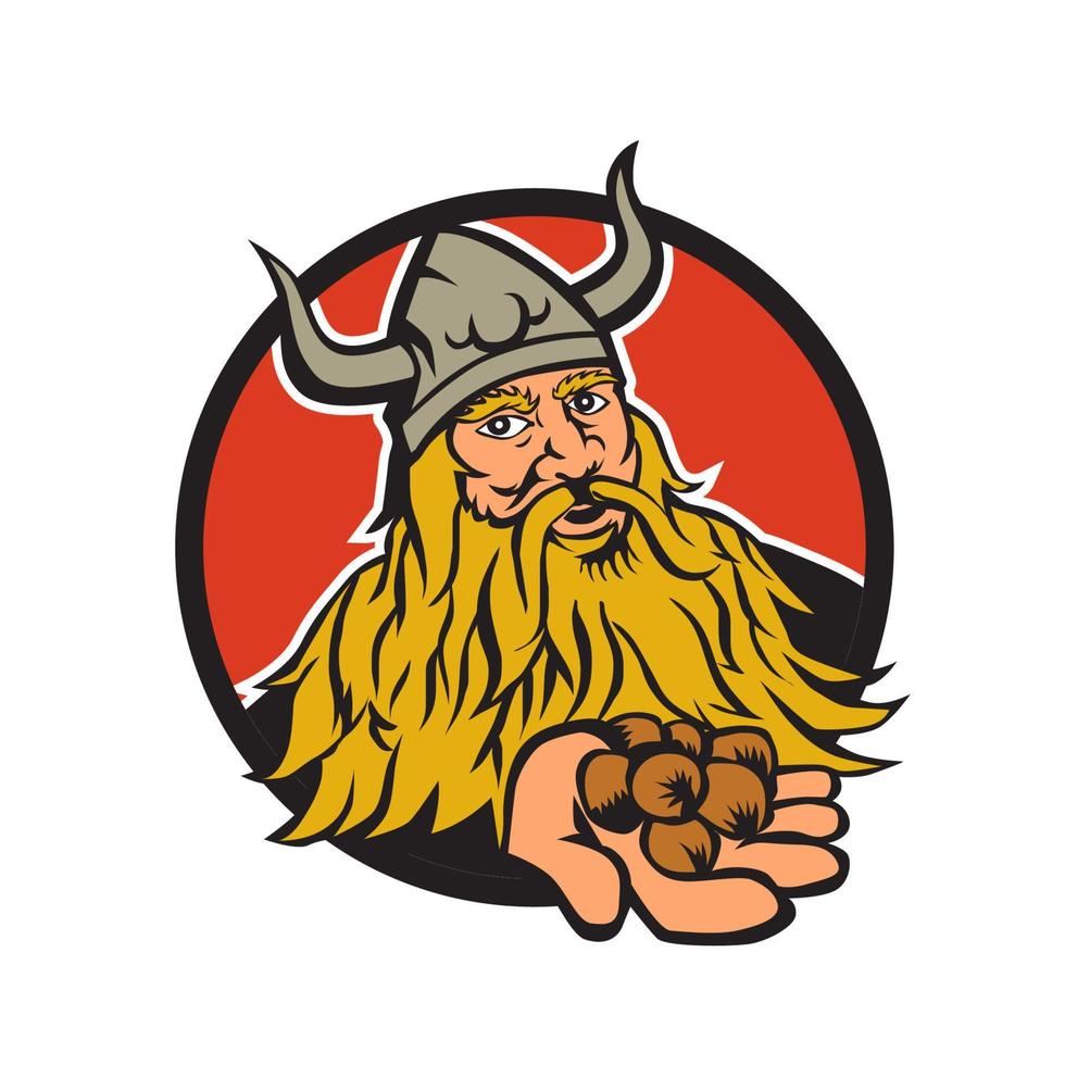 vikingo entrega avellana círculo retro vector