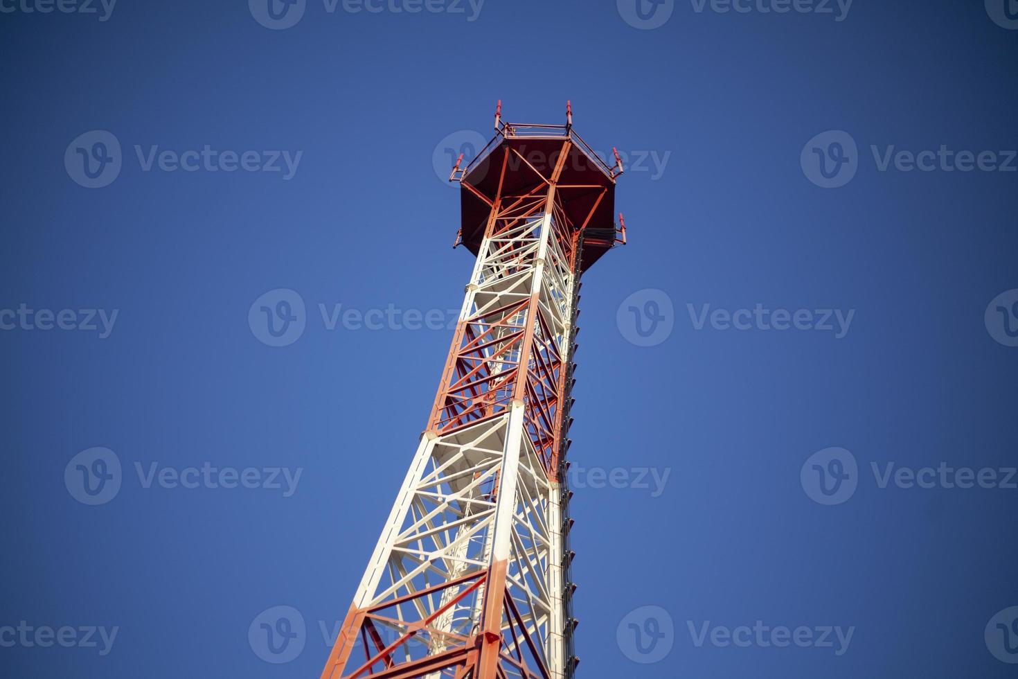 Communication tower. Radio signal antenna. Internet connection. Wireless technology. photo