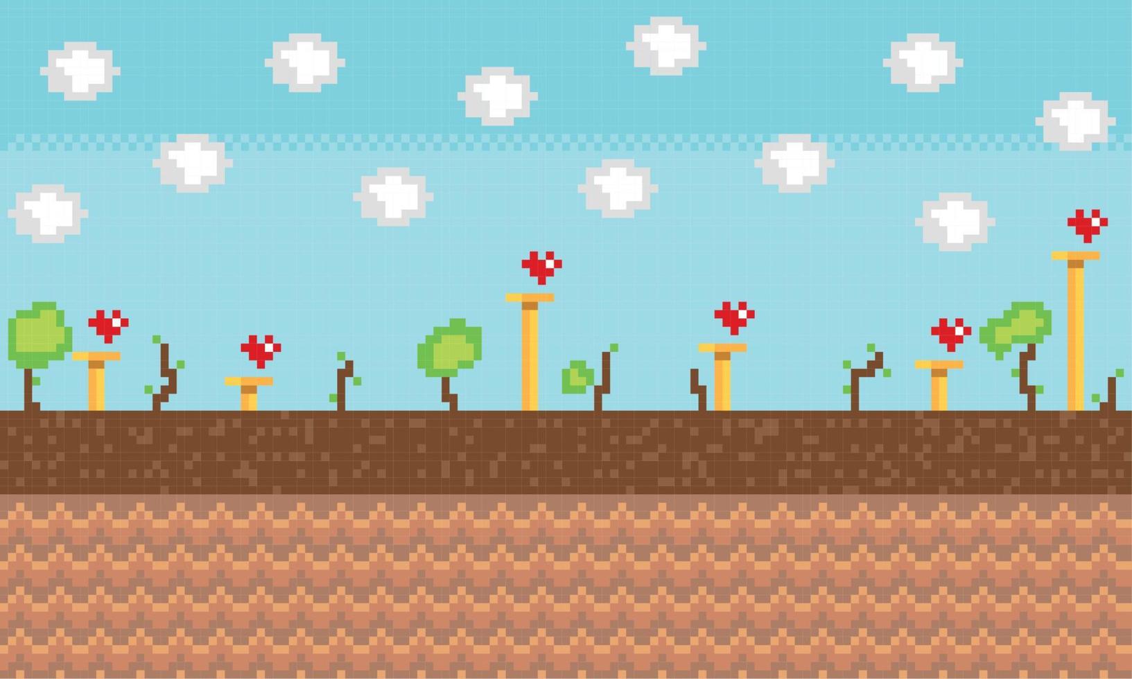 Colored videogame scenary with golden coins and a ladder Vector