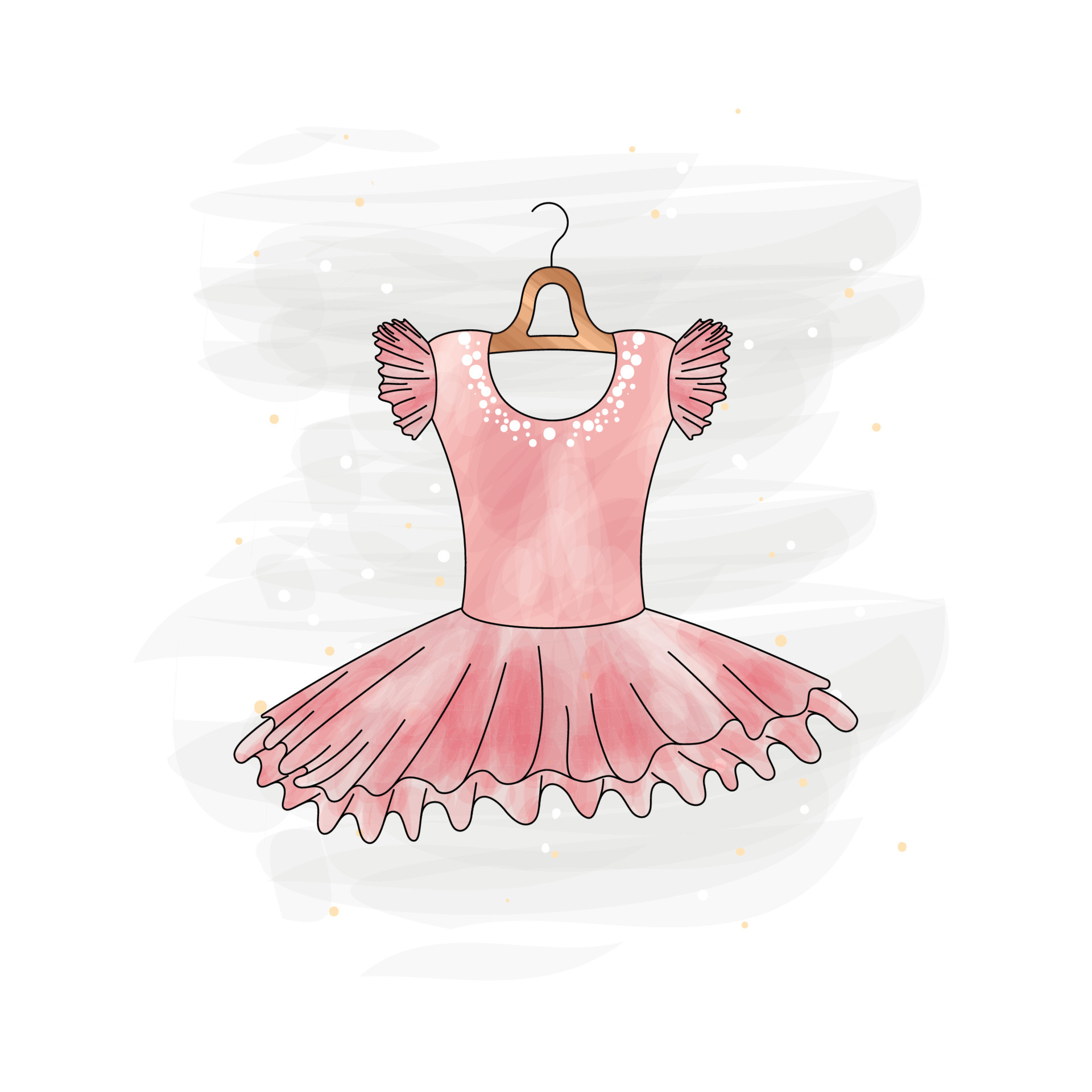 Colored pink ballet tutu uniform watercolor texture Vector illustration