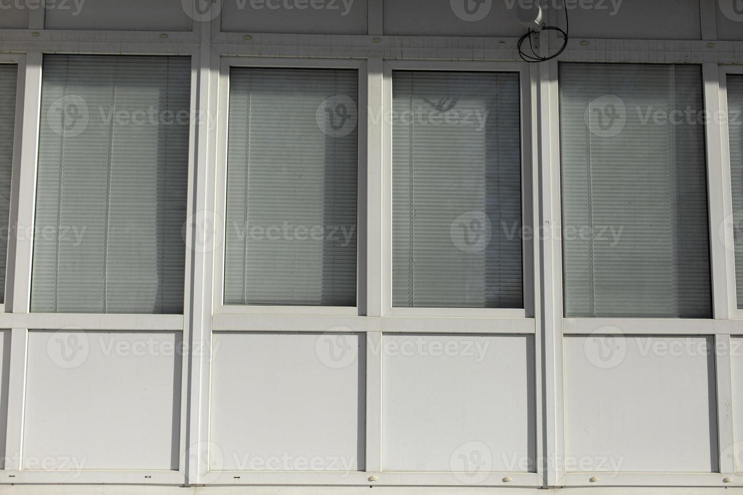 Plastic window. White window frames in building. photo