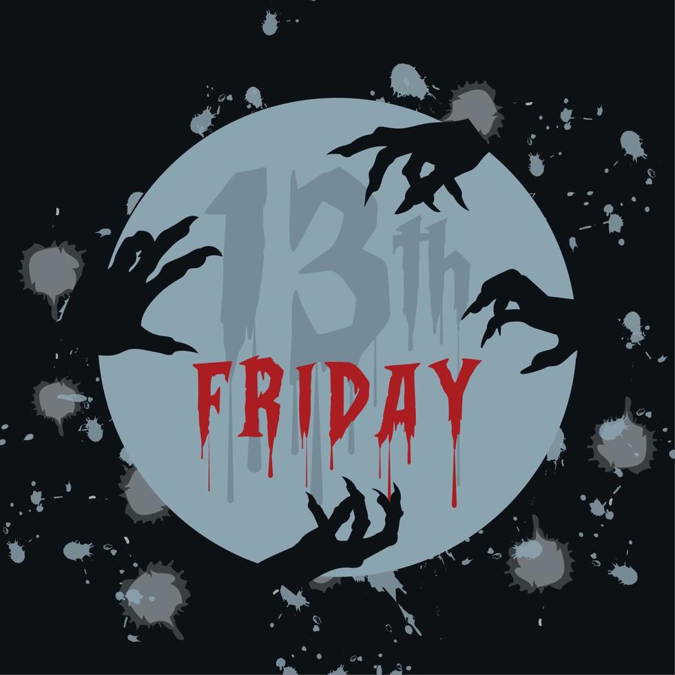 Zombie hands on a moon Friday thirteen Vector