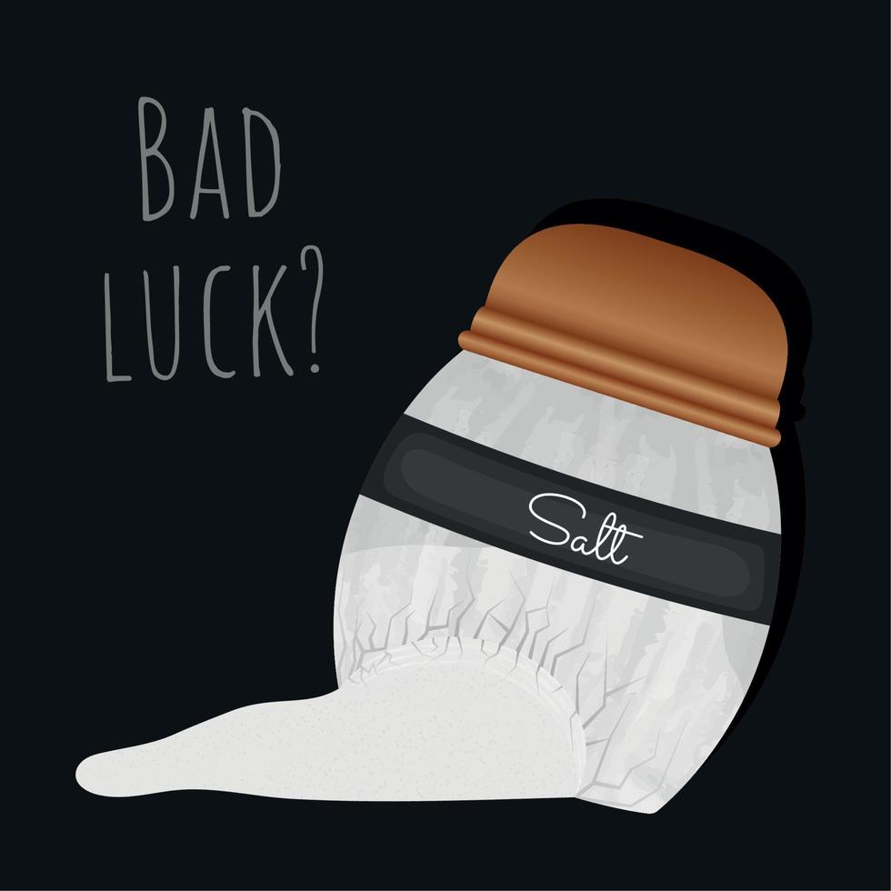 Isolated broken salt shaker Bad luck Friday thirteen Vector