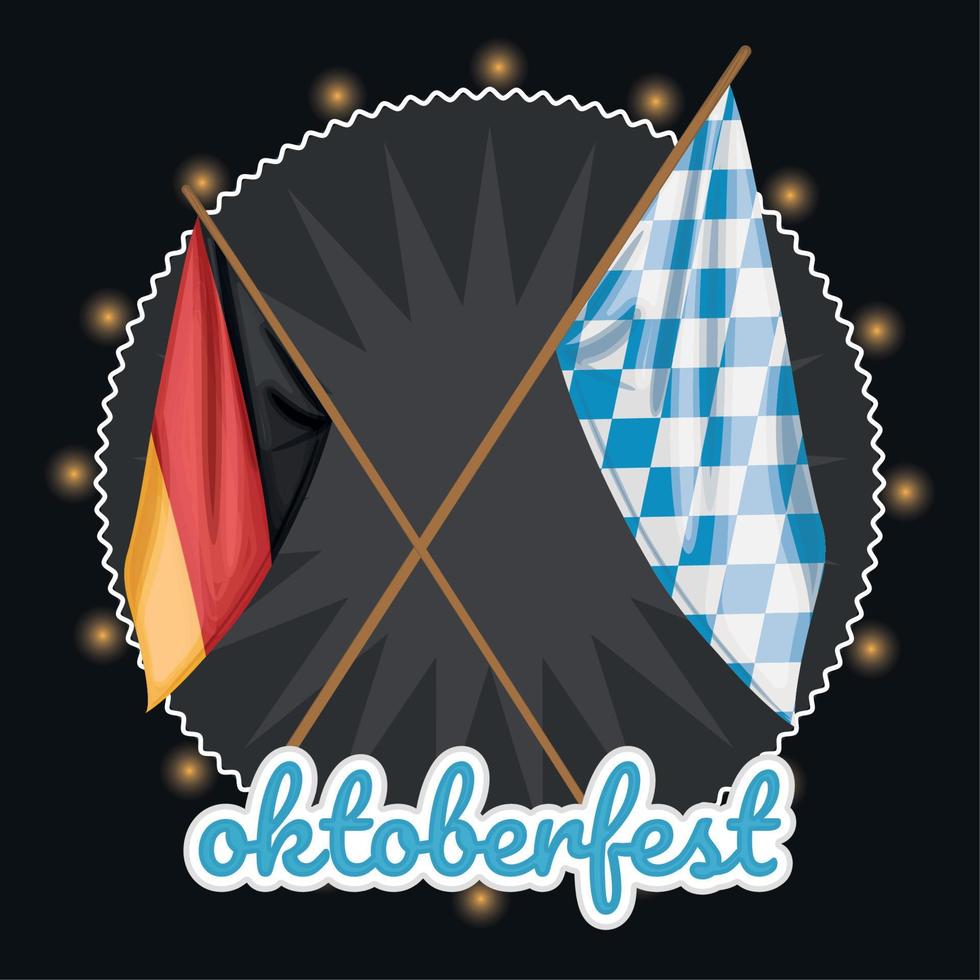 Pair of waving flags of Germany and Oktoberfest Vector illustration