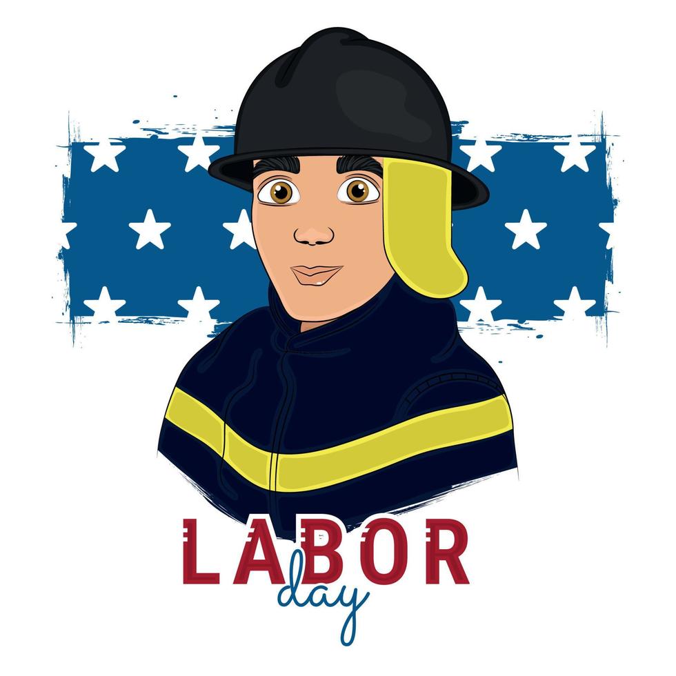 Isolated male firefighter with uniform Labor day Vector illustration