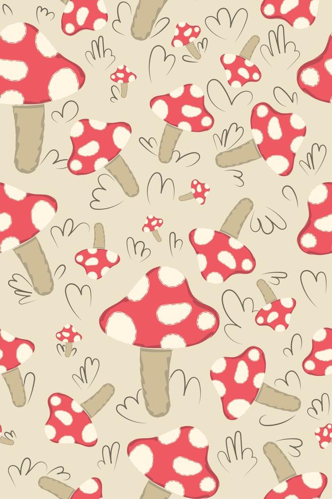 Colored seamless pattern background with mushrooms Vector illustration
