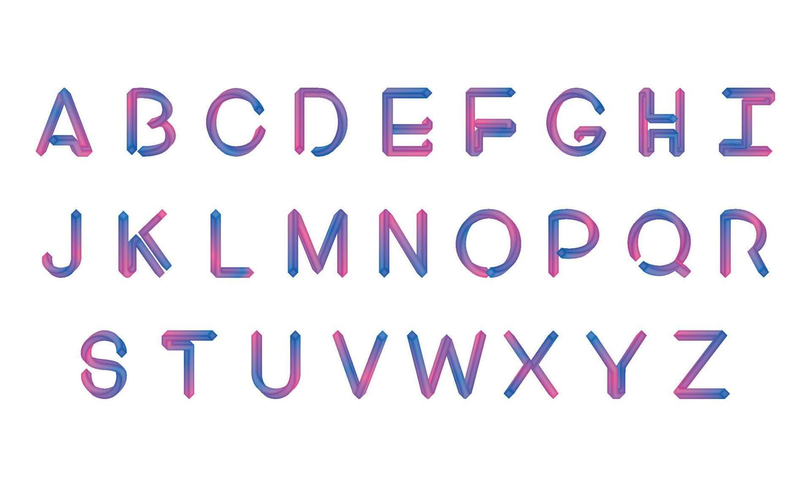Colored set of alphabet with 3d effect Vector illustration