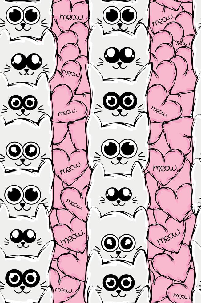 Colored seamless pattern background with cat avatars Vector illustration