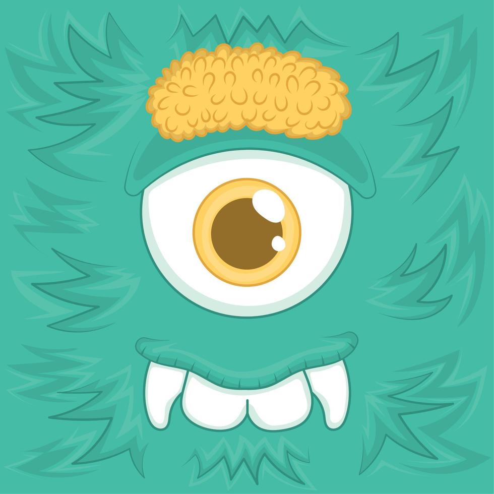 Colored hairy one eye monster avatar background Vector illustration