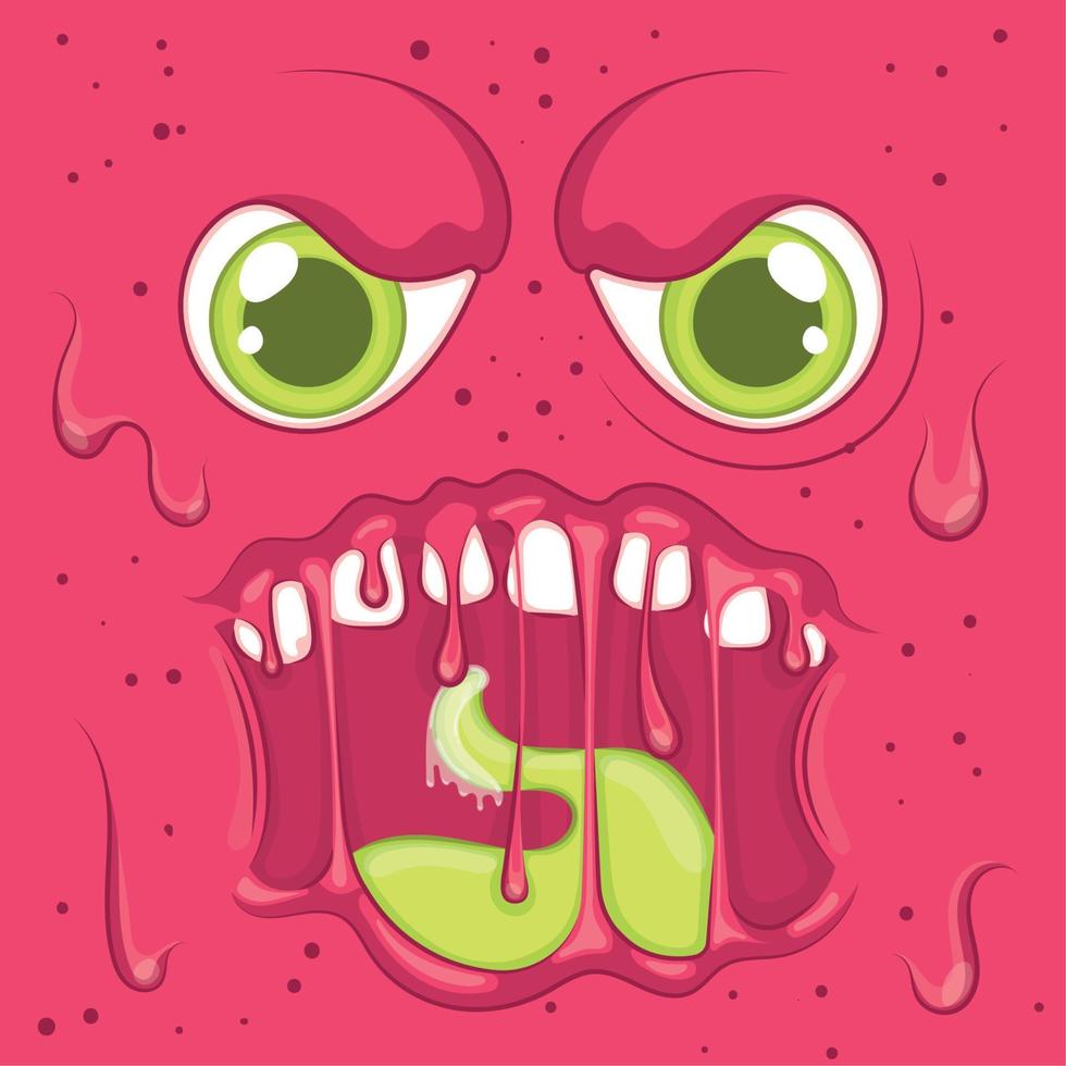 Colored red angry monster avatar background Vector illustration