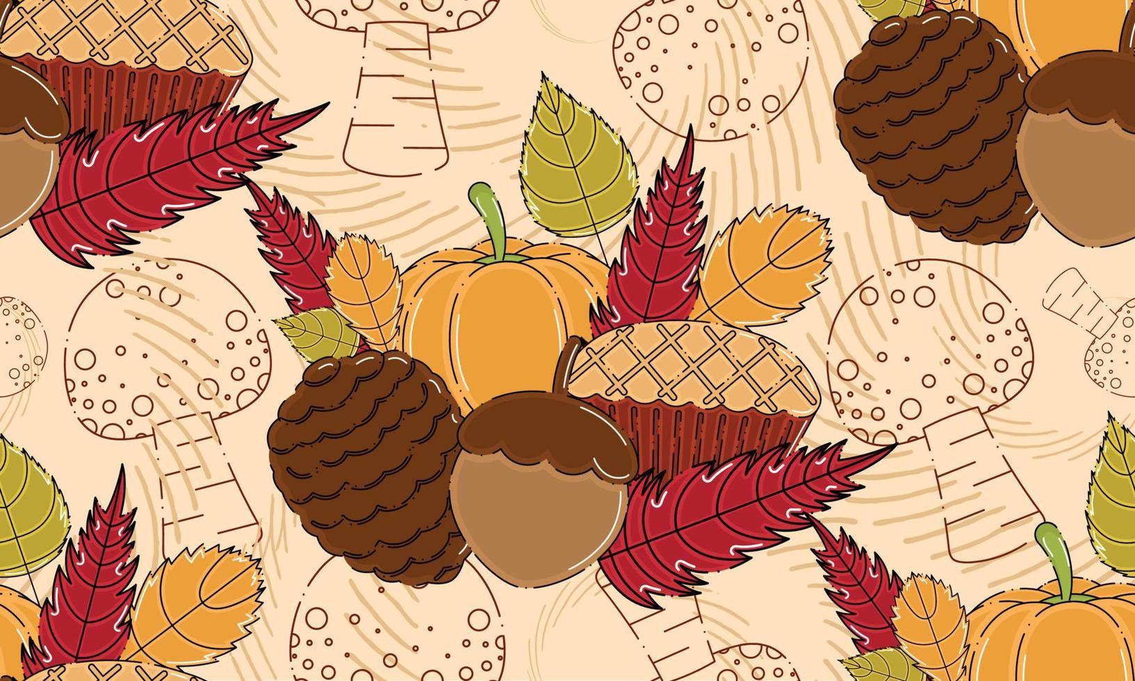 Fondo transparente de color otoño con ilustración de vector de comida tradicional