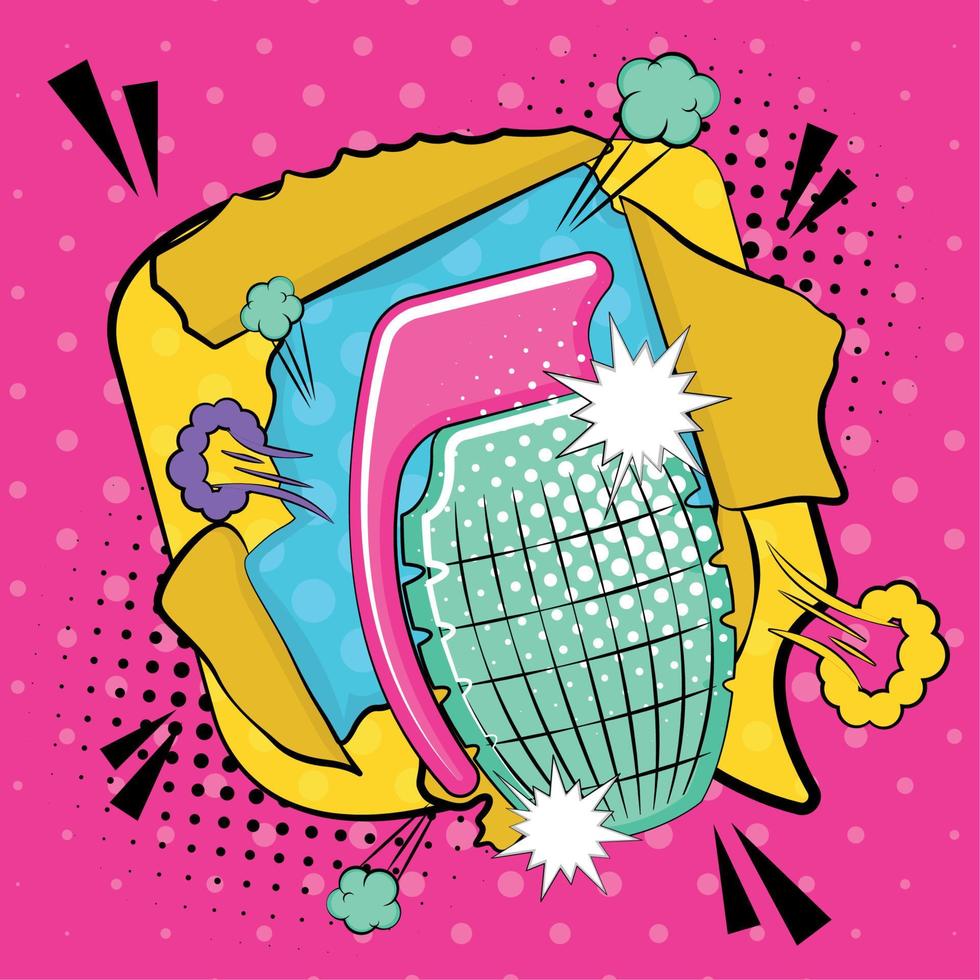 Wall break with a grenade comming out Comic halftone effect page Vector illustration