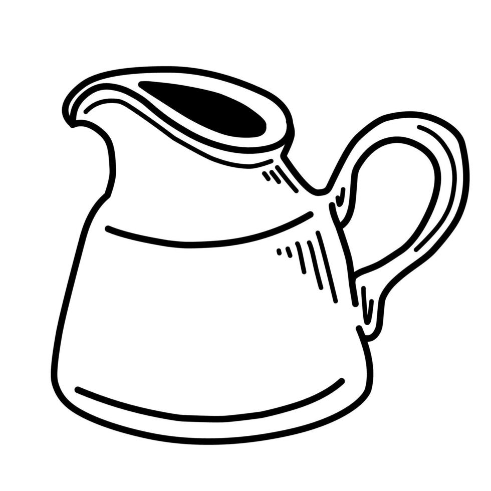 Pitcher icon for web design, menu, app, poster, as, postcard and magazine. a hand-drawn milk jug vector