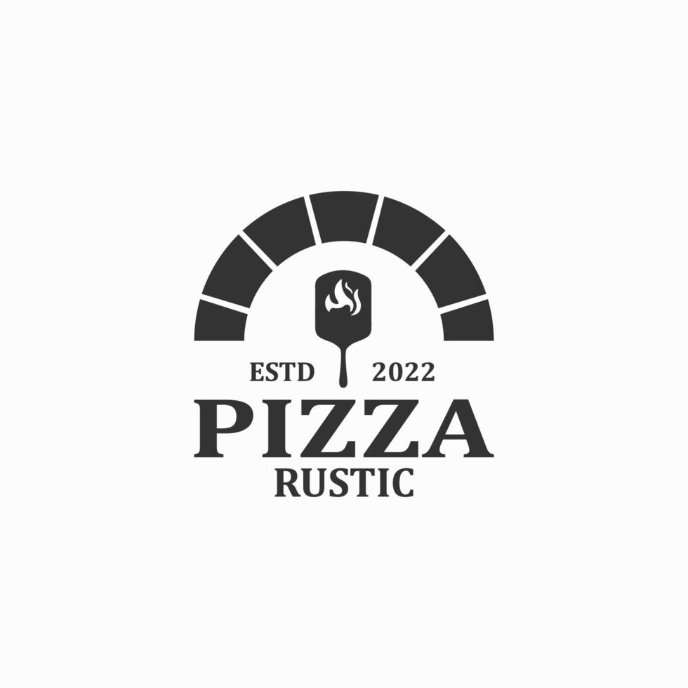 logotipo de pizza rústica vintage vector