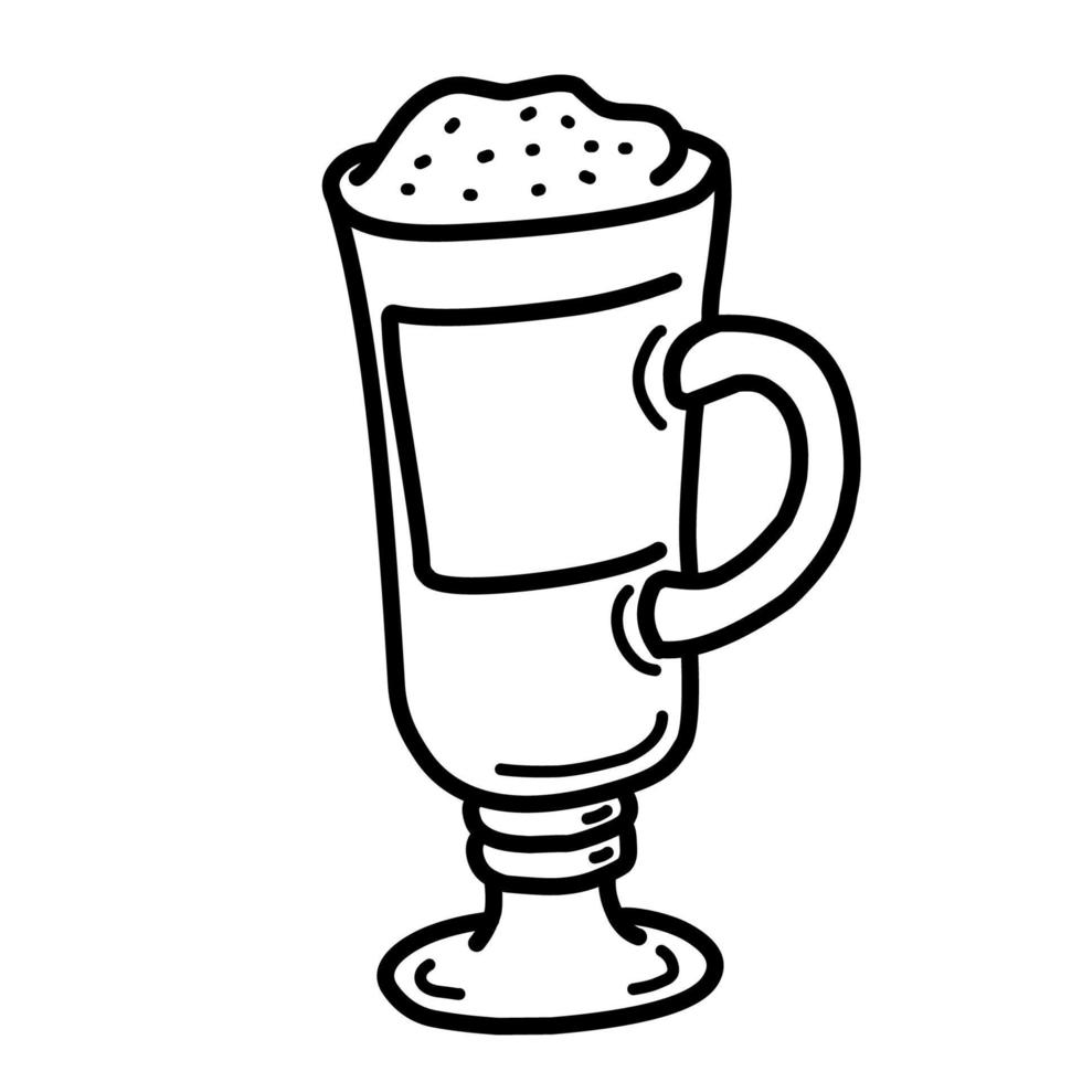 vector sketch illustration - coffee cup, coffee drink, latte, cappuccino, contour