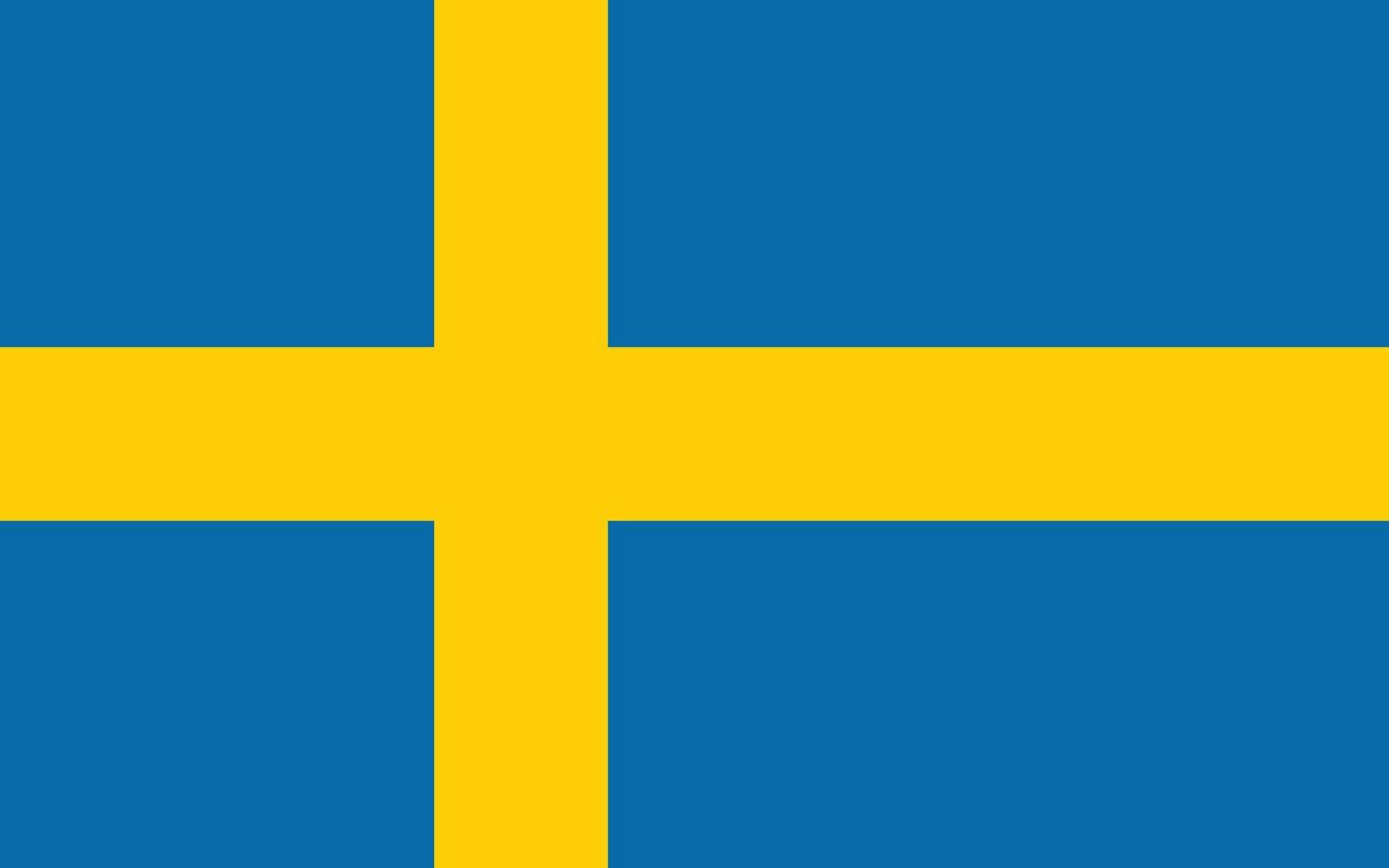 The national flag of Sweden vector illustration. Kingdom of Sweden flag with original proportion and accurate color