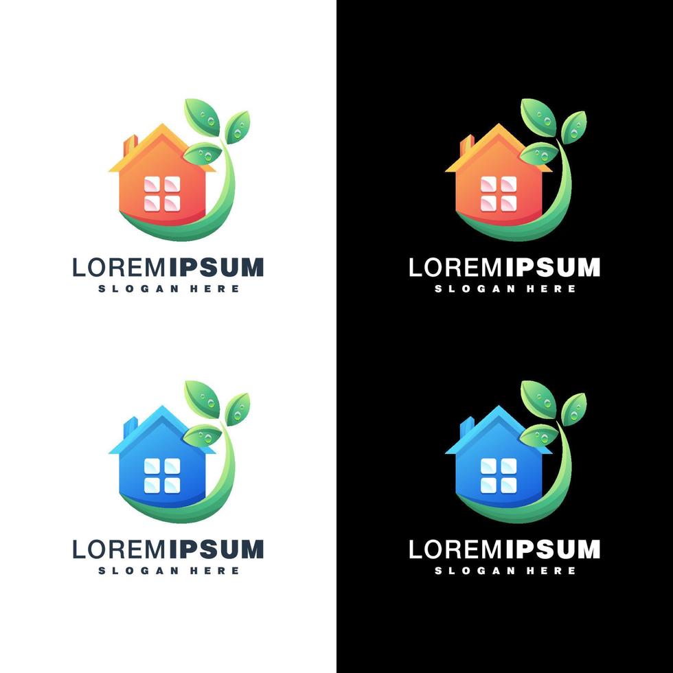 Home colorful logo design set vector