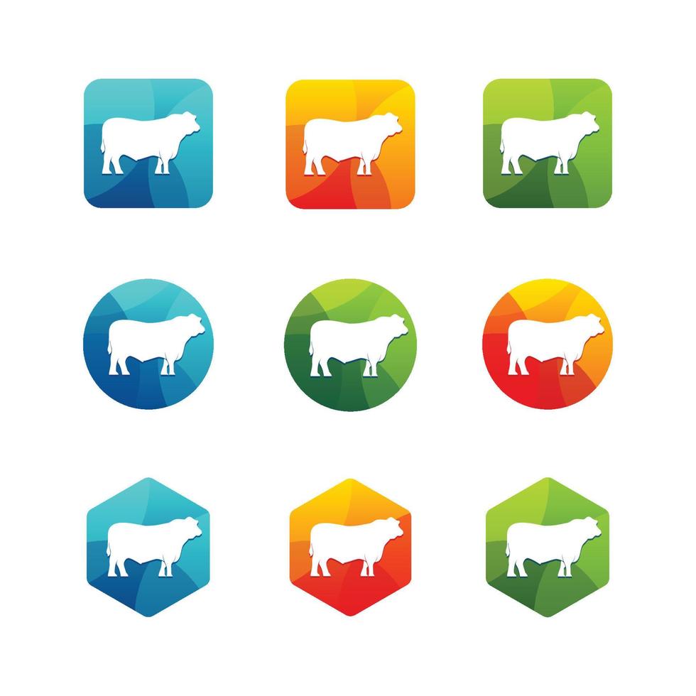 Cow icon set, geometry design vector illustration template