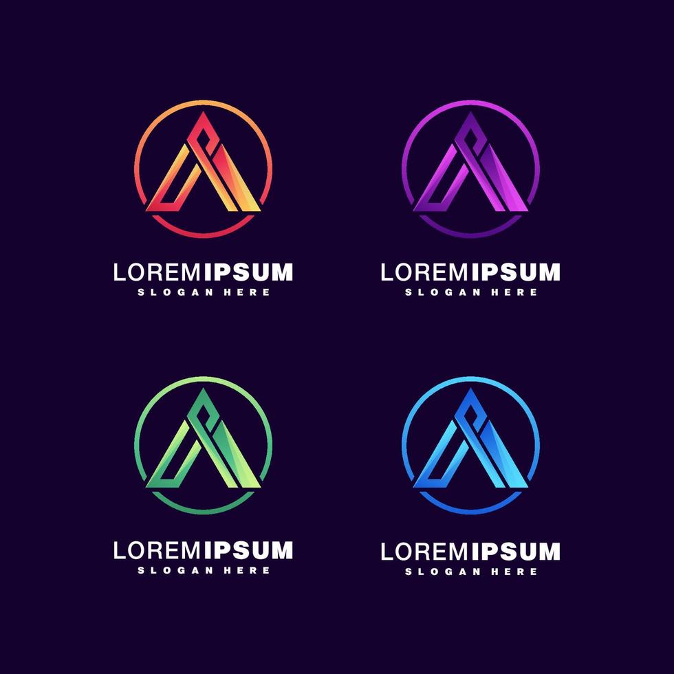 Letter A colorful logo set vector